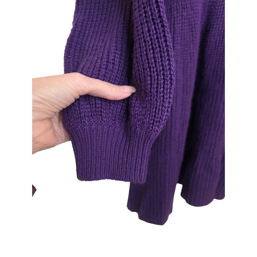 Bloomchic Purple Textured V Neck Long Sleeve Knit Sweater Dress Size 12 - Picture 8 of 10